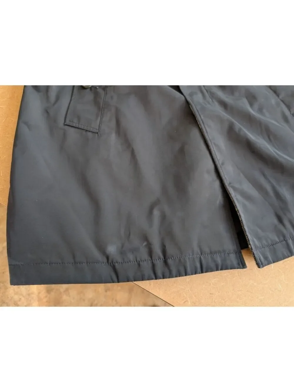 Banana Republic Sz L Car Coat Men’s Mid Length Navy Zip & Snap Repairable Flaws